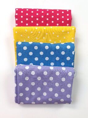 Polka Dot Cotton Fabrics Blue Yellow Purple Pink Yardage